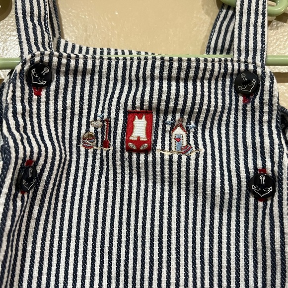 Jacadi Navy and White Striped Dress with Red Embroidery - Picture 3 of 7